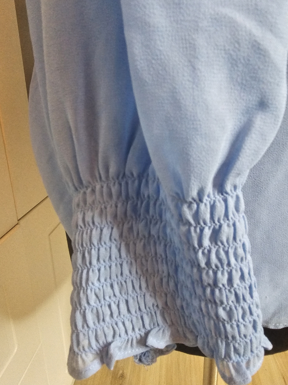 1. State Soft Blue Button-Front Smocked Blouse - Picture 5 of 8